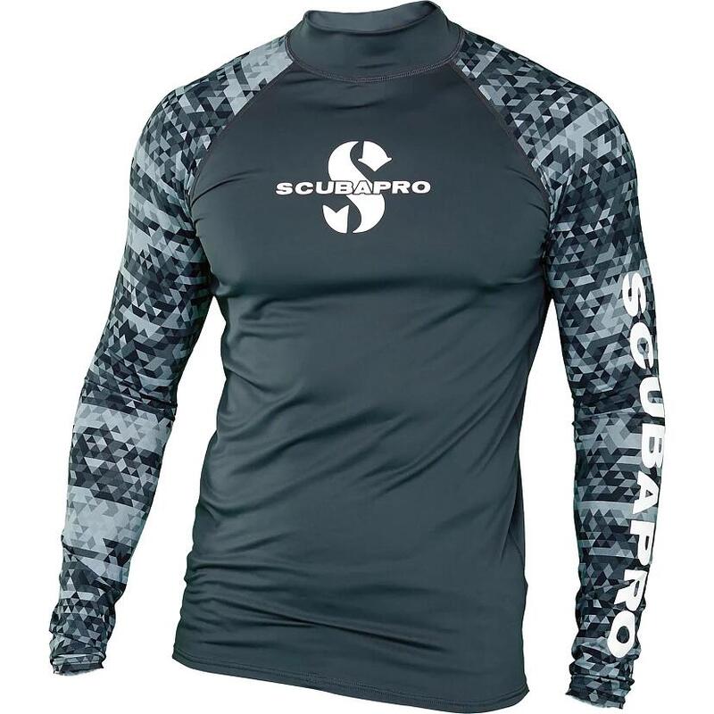 MEN UPF 50  LONG SLEEVE RASH GUARD - DARK GREY