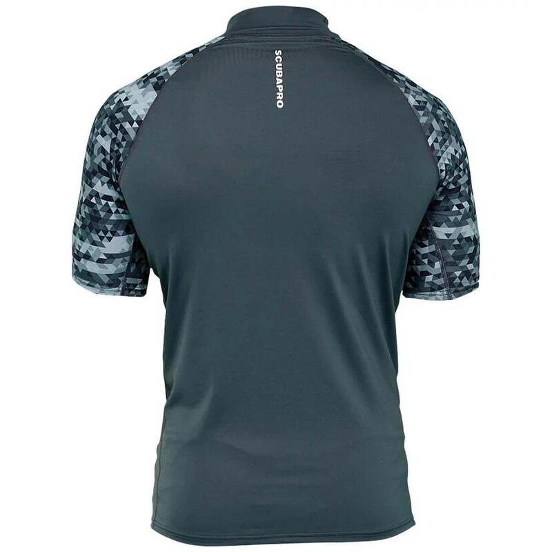 MEN UPF 50 SHORT SLEEVE RASH GUARD - DARK GREY