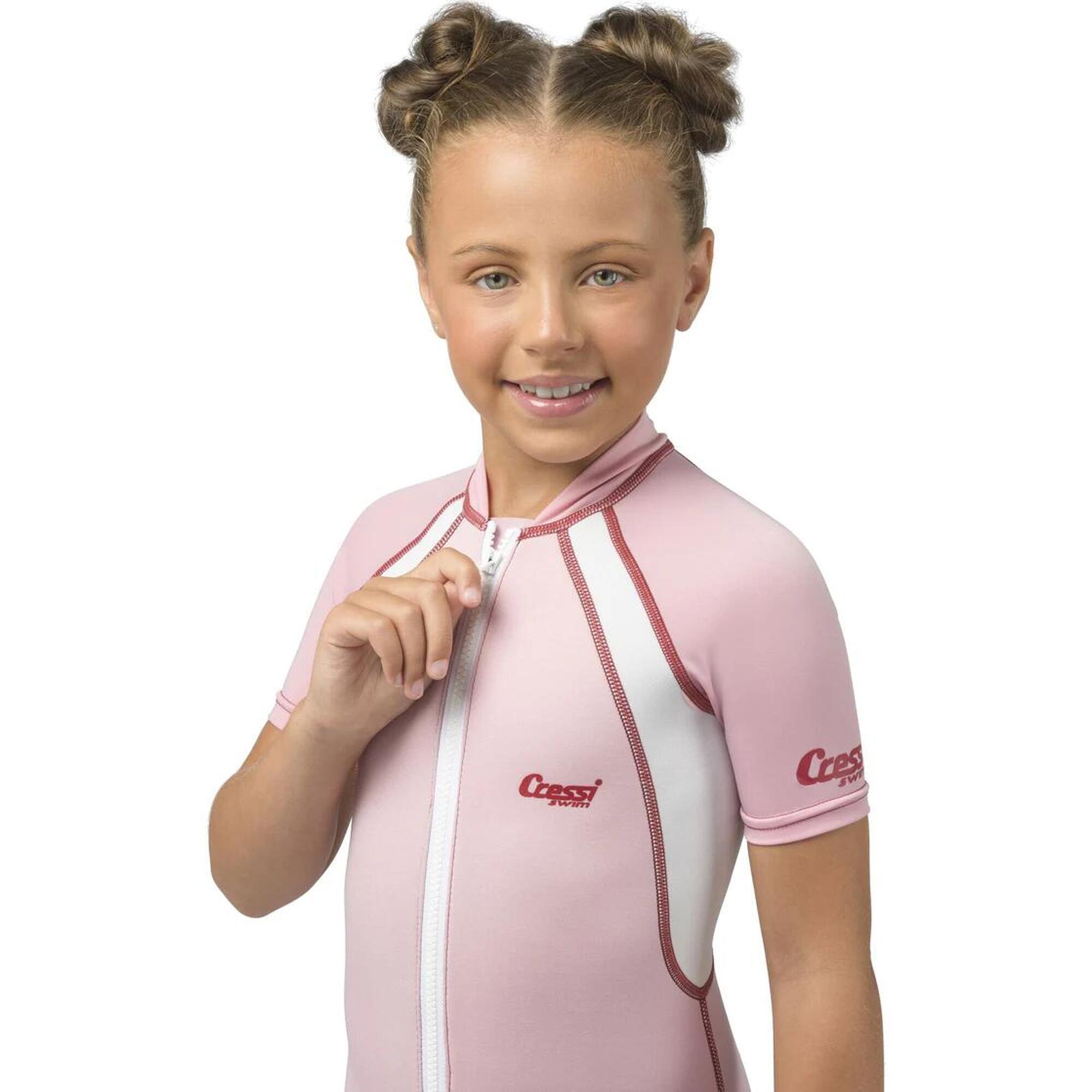 兒童泳衣短款 1.5mm - 粉色 - L
