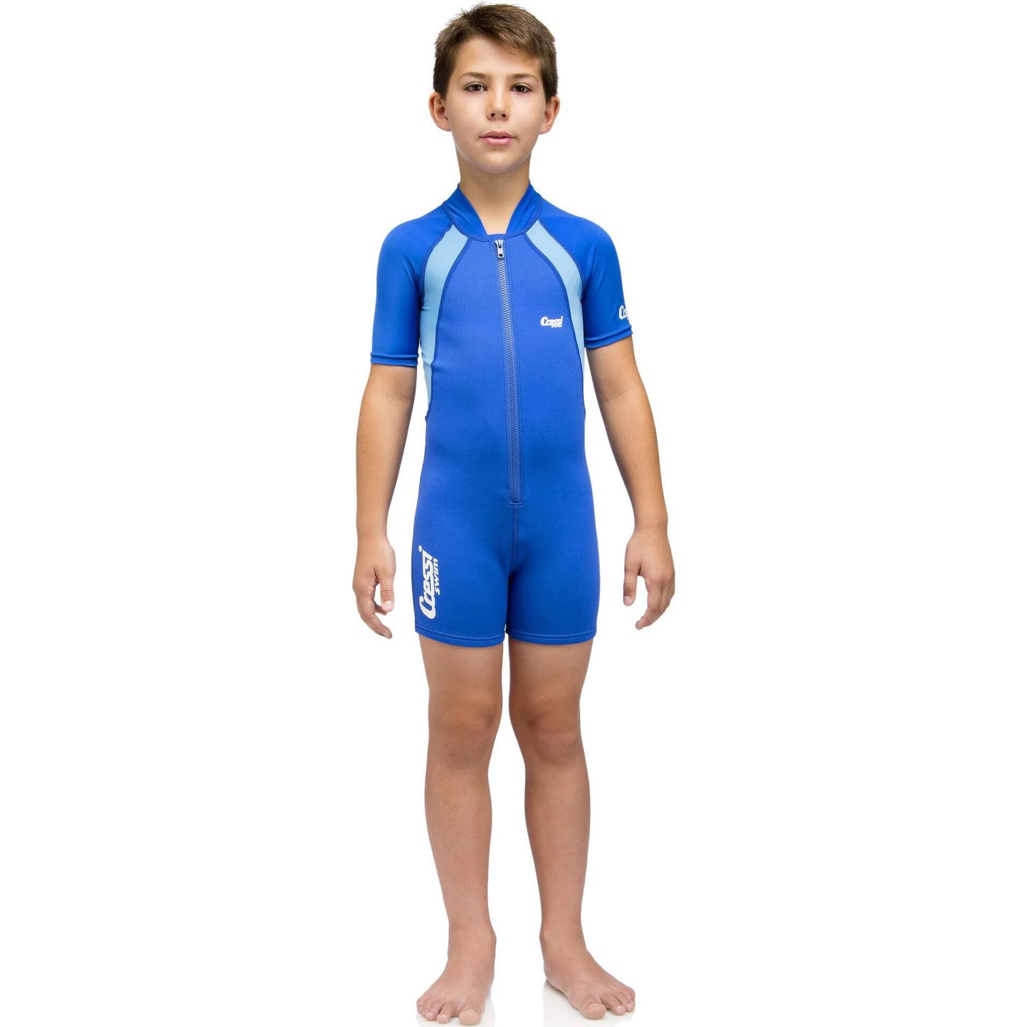 兒童泳衣短款 1.5mm - 藍色 - L