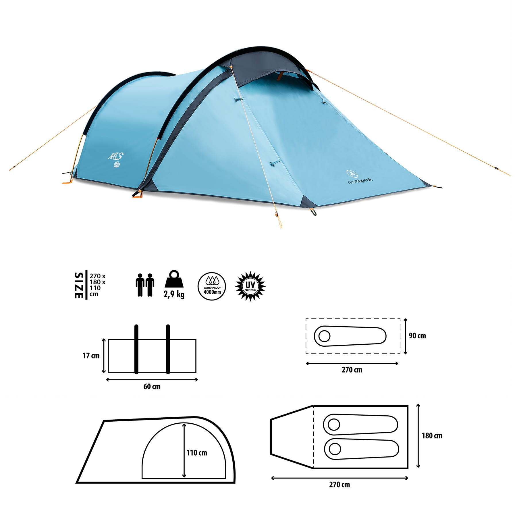 North Peak NC6003 Nils Camping Tent 5/7