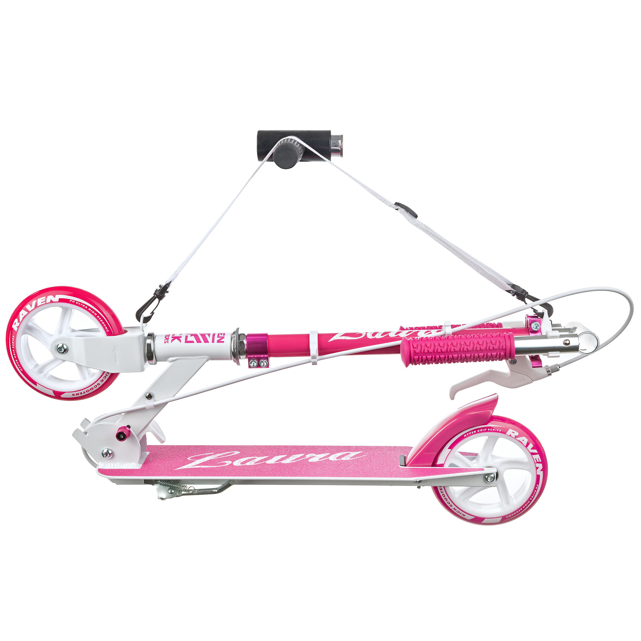 Trotinete dobrável 145mm com travão Raven Laura Branco/Rosa 2/7