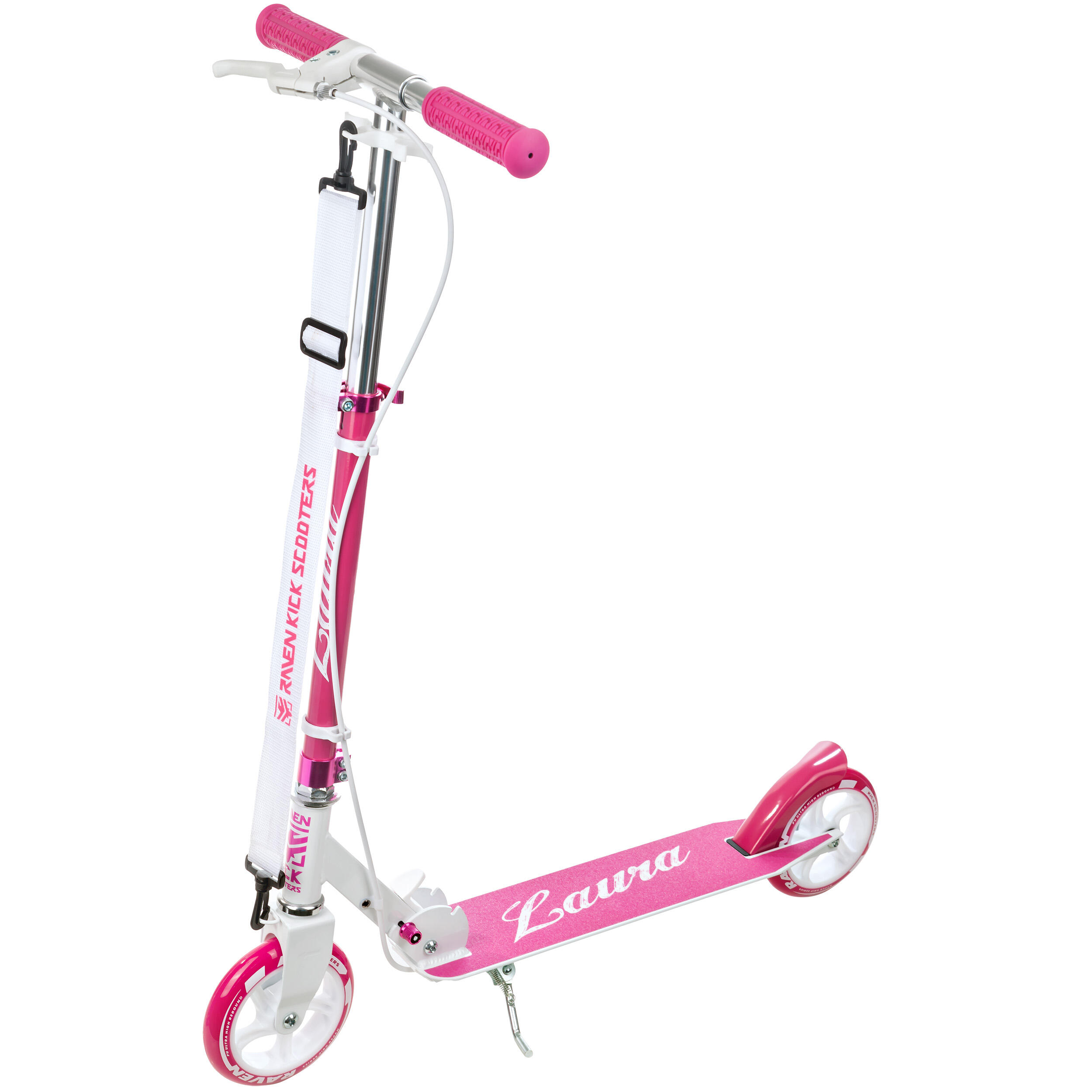 Trotinete dobrável 145mm com travão Raven Laura Branco/Rosa 1/7