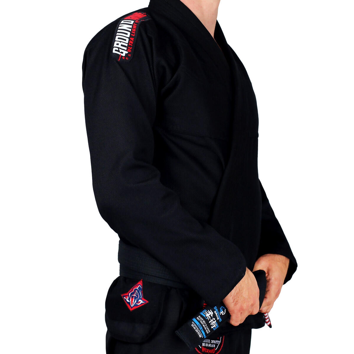 Kimono do brazylijskiego jiu jitsu Ground Game Wizard czarne 2/7