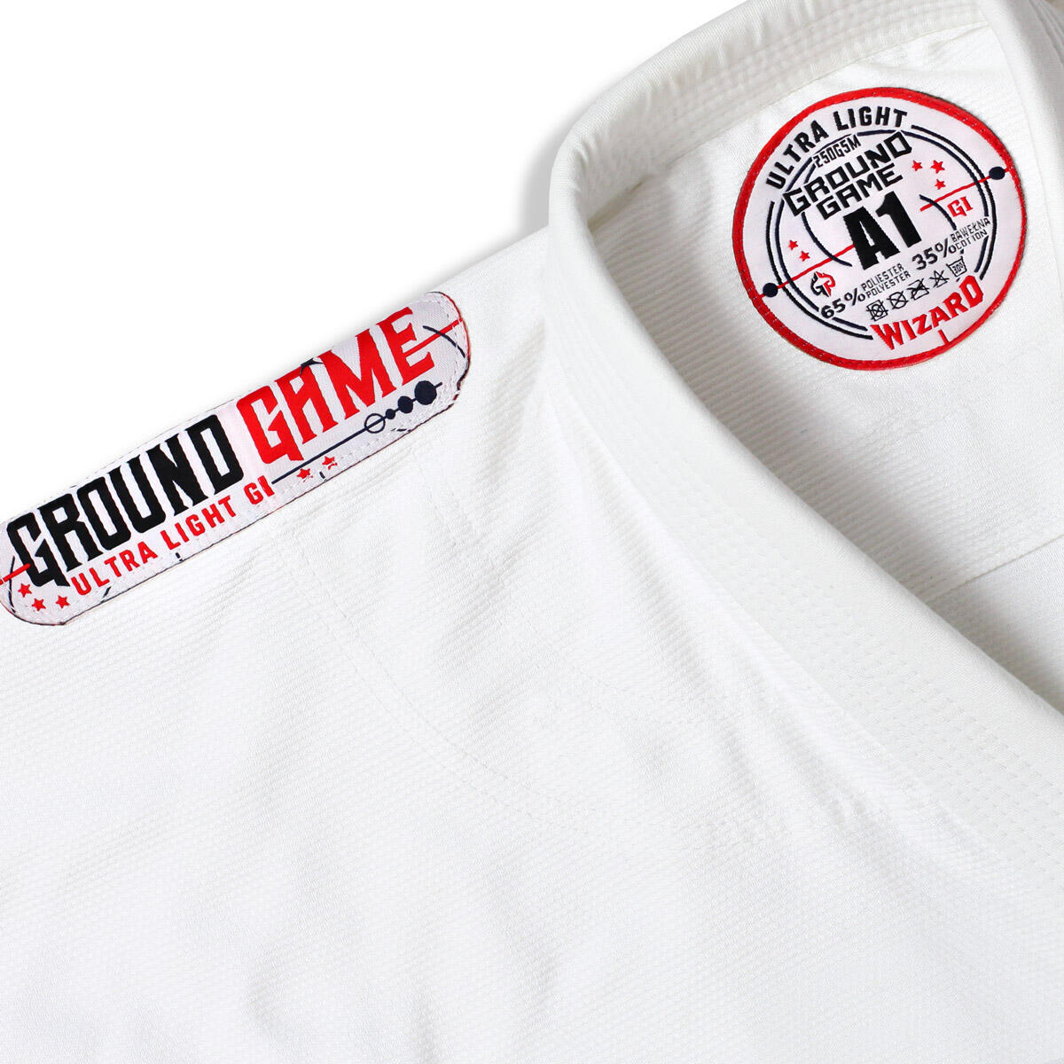 Kimono do brazylijskiego jiu jitsu Ground Game Wizard białe 6/7
