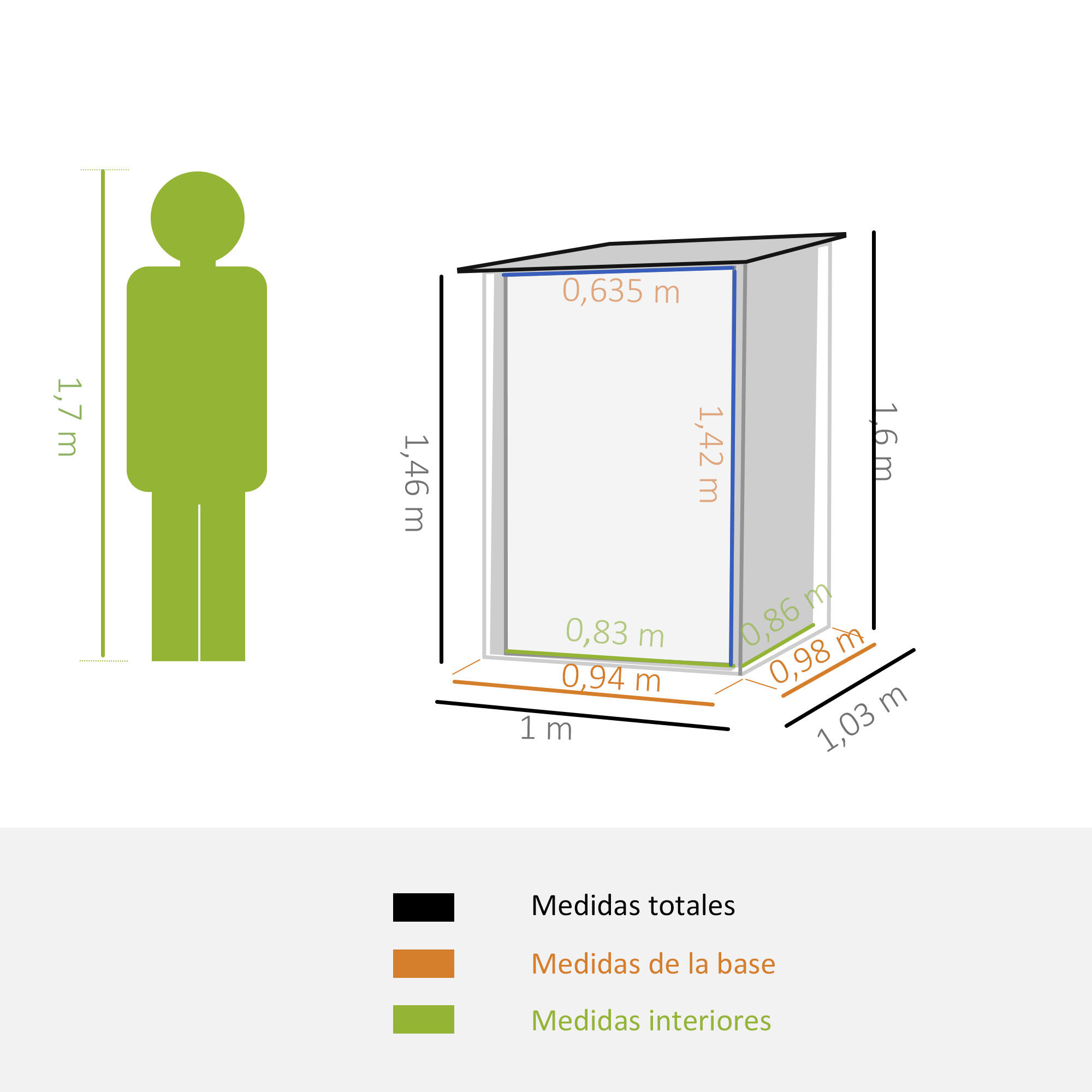 Caseta almacenamiento bicicletas Outsunny 100x103x160 cm Gris 3/7