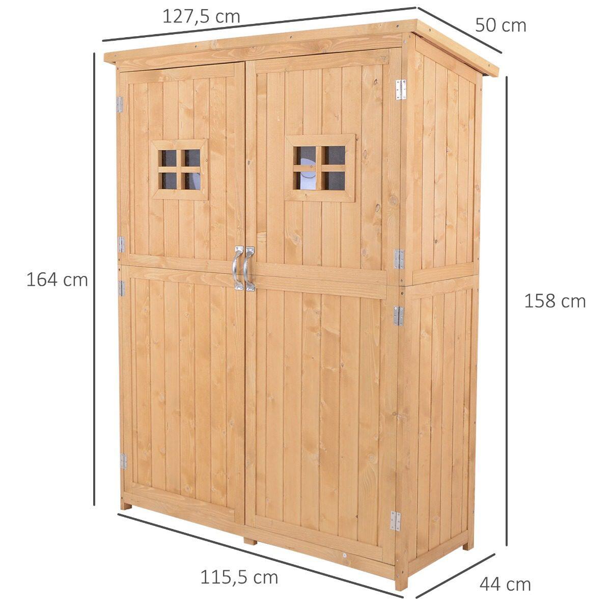Cobertizo de Madera Outsunny 127.5x50x164 cm Madera Natural 1/7