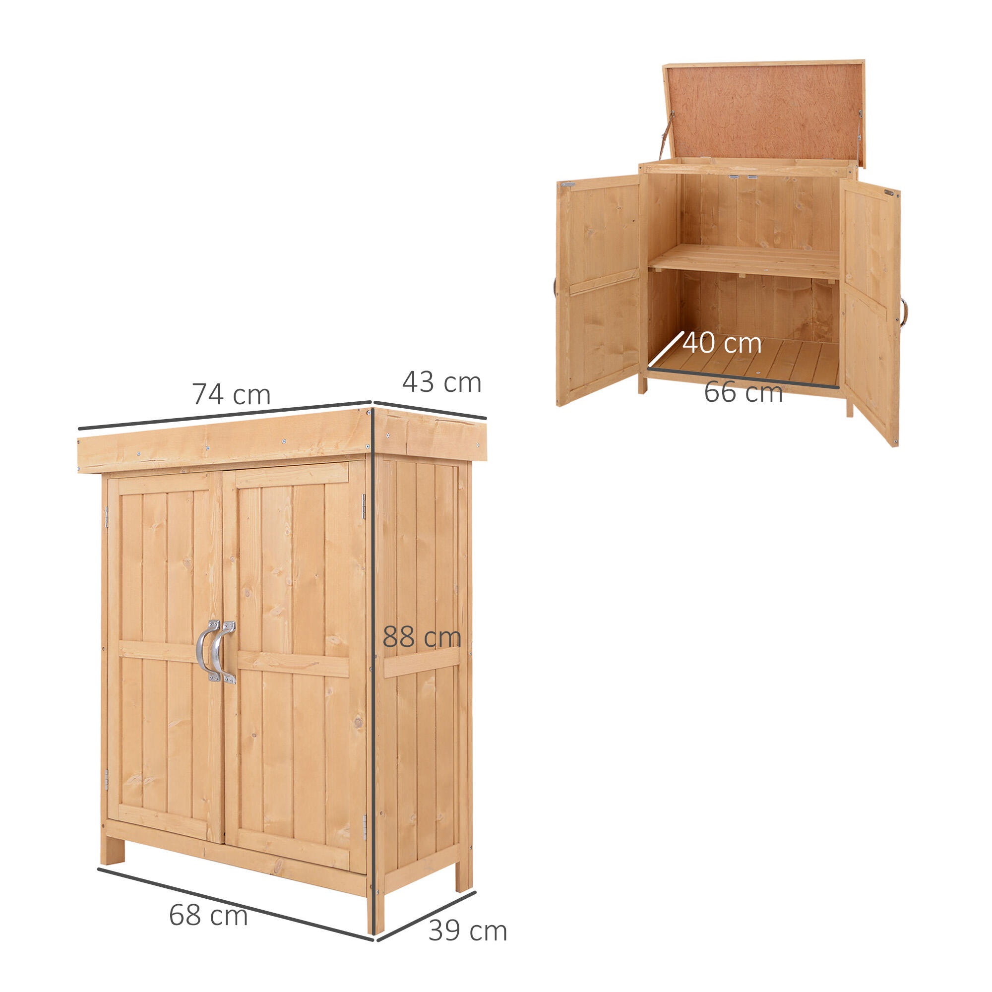 Cobertizo de Madera Outsunny 74x43x88cm Madera Natural 3/7