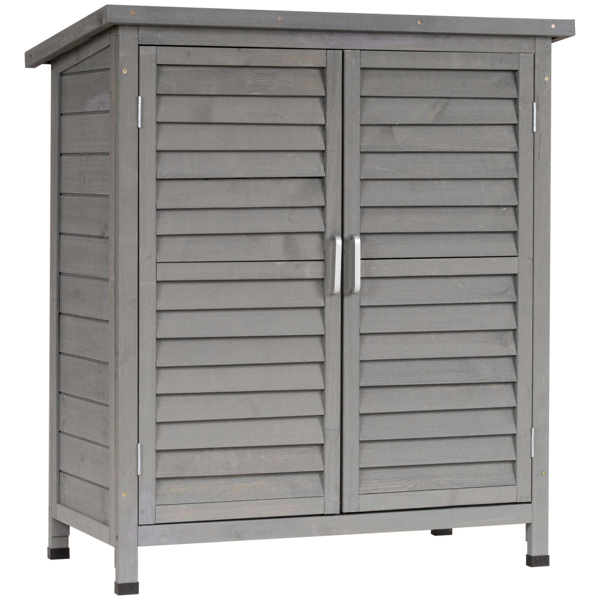 Armário de jardim outsunny 87x46.5x96.5 cm cinzento
