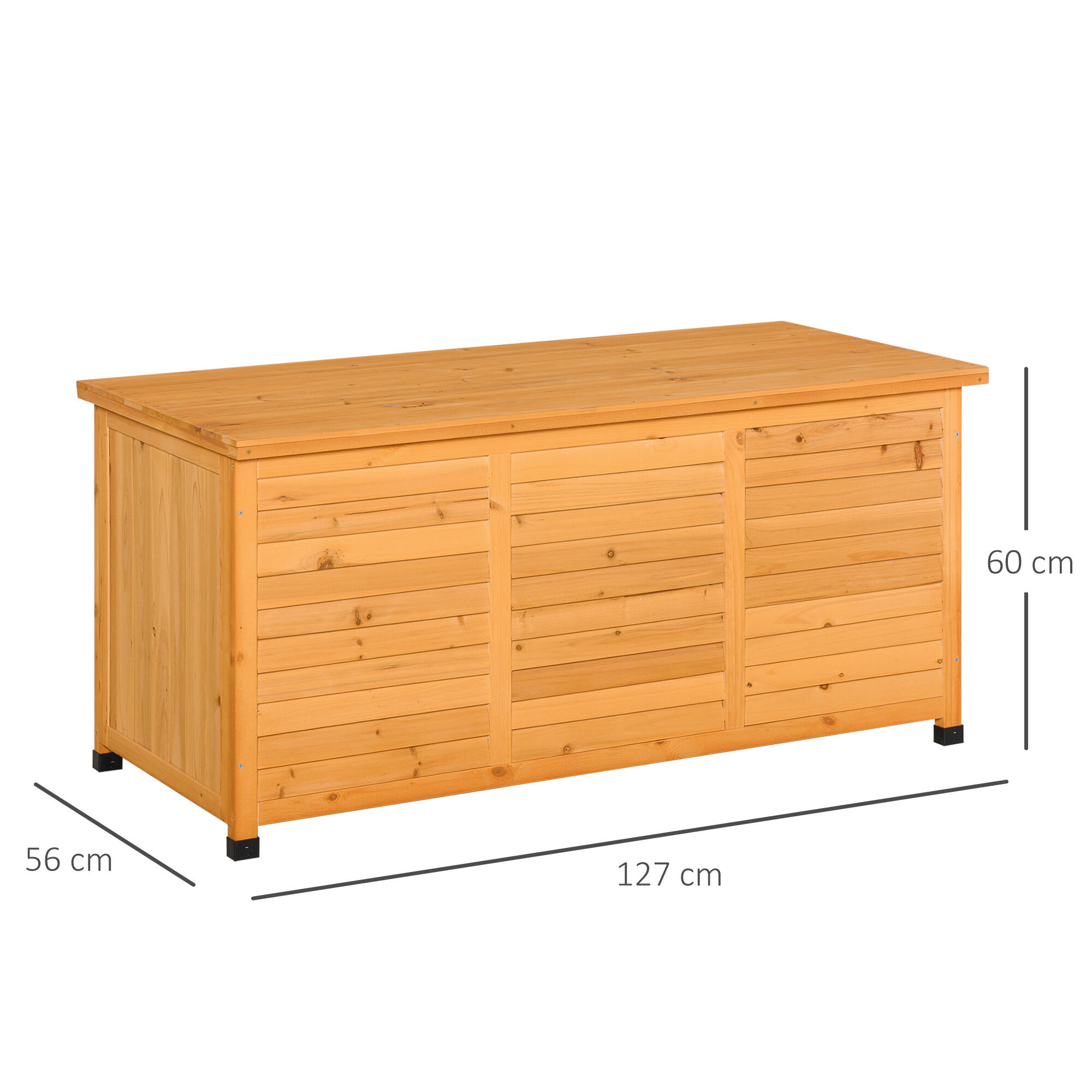 Baúl de madera exterior con tapa abrible Outsunny 127x56x60 cm blanco 3/7