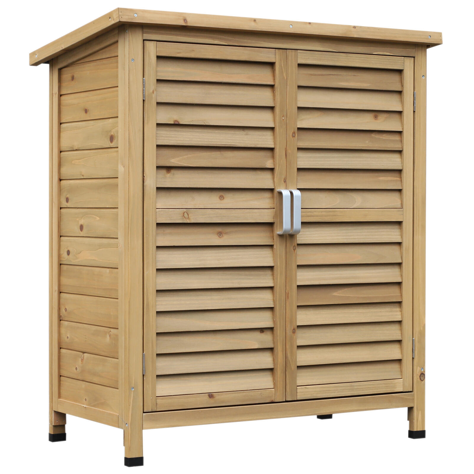Armário de jardim outsunny 87x46.5x96.5 cm cor de madeira natural