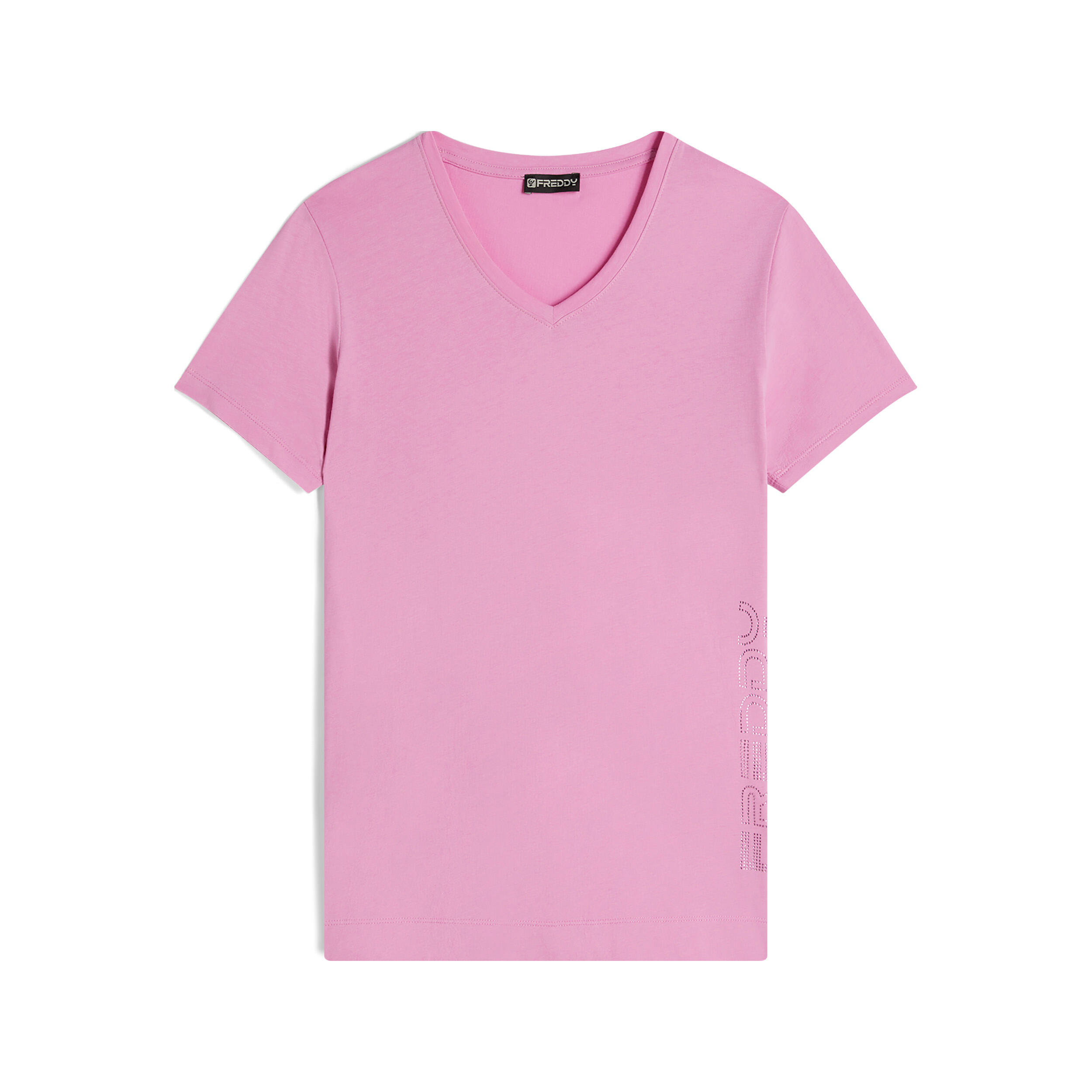 FREDDY T-shirt in jersey leggero con logo in strass sul fianco