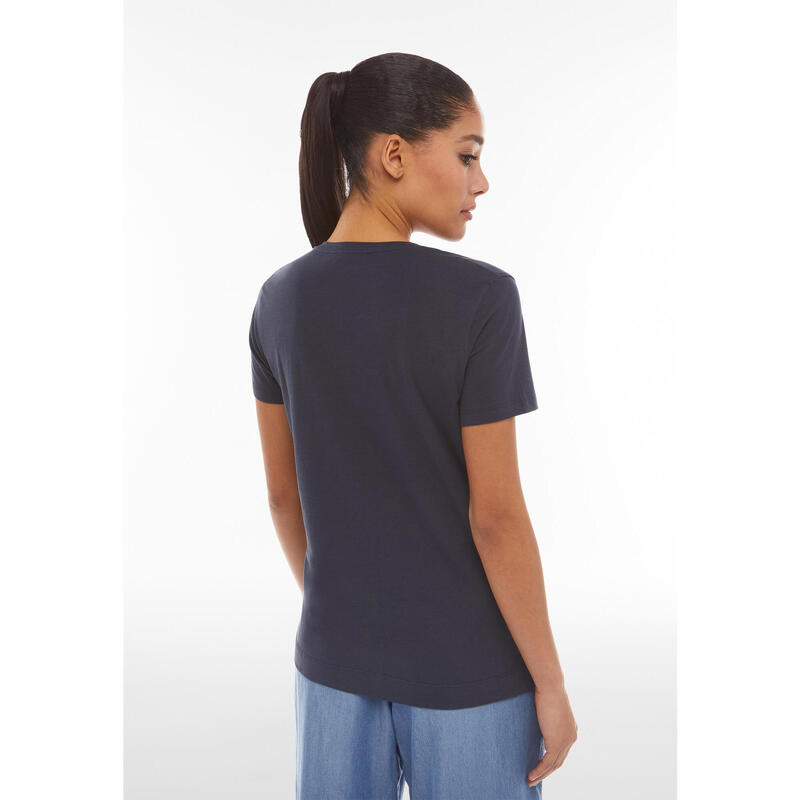 T-shirt in jersey leggero con logo in strass sul fianco