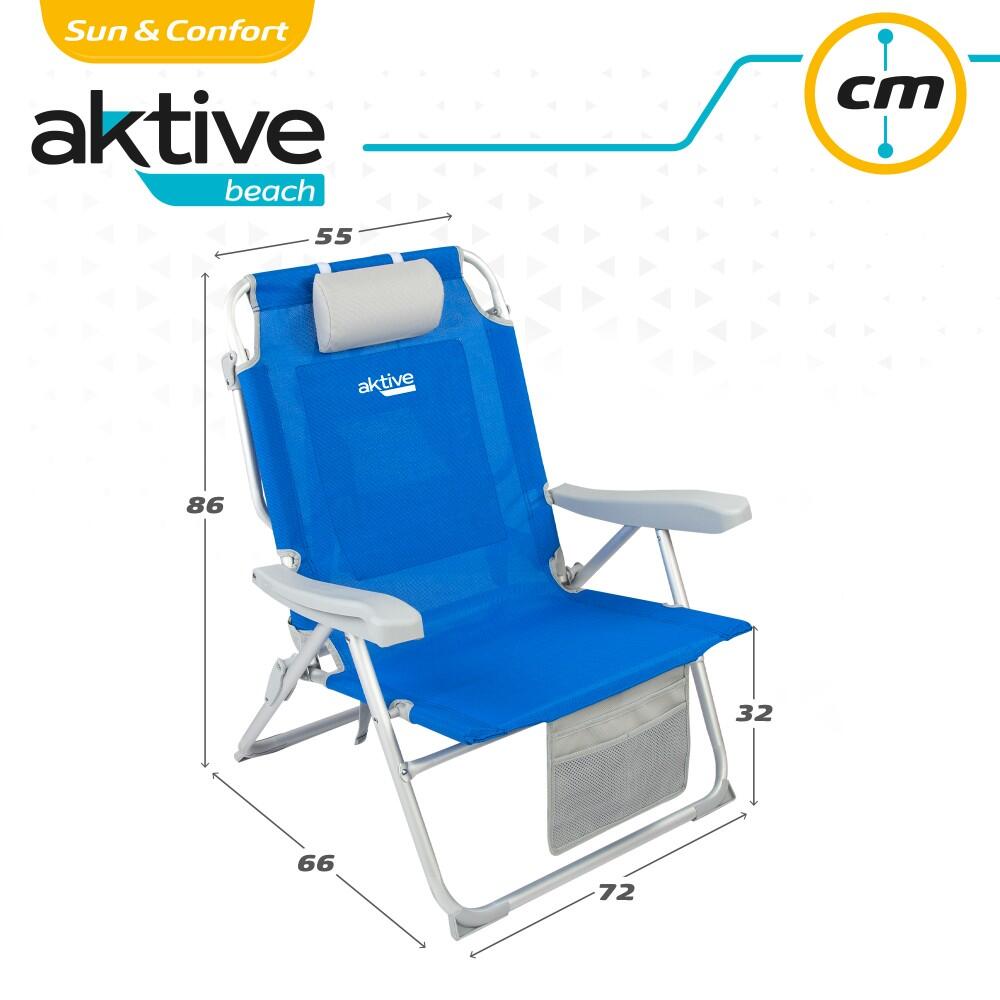 Mochila para cadeira de praia 55x66x86 cm 110 kg com almofada Aktive 7/7
