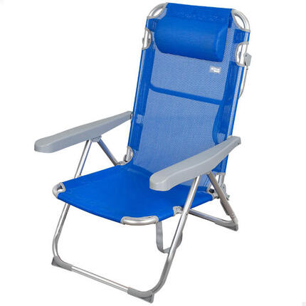 Chaise de plage haute multi-positions bleue Aktive
