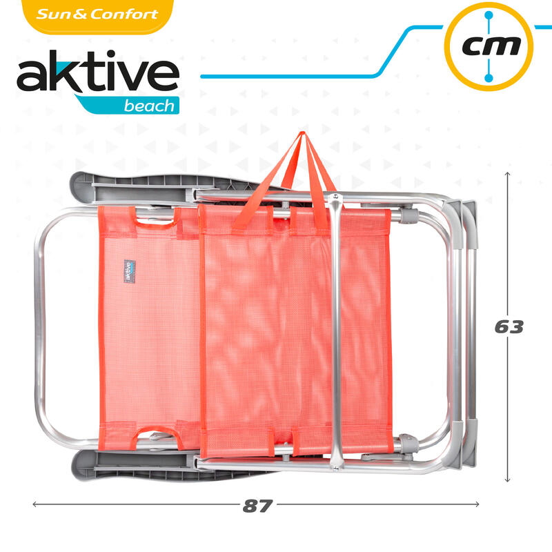 Silla baja reclinable aluminio Aktive Beach- coral