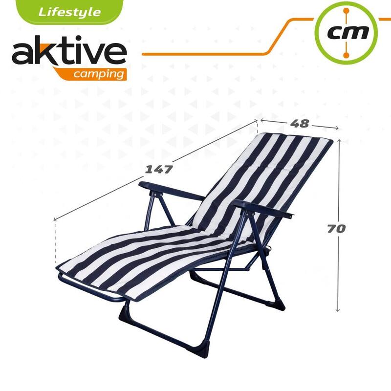 Chaise longue pliante Aktive Garden à 5 positions avec rayures nautiques