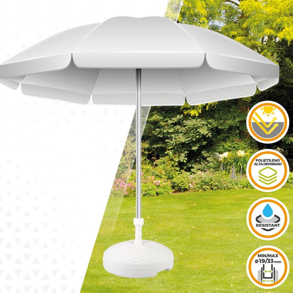 Base pour parasol, Circulaire, Polyrésine, 19-33 mm, Blanc Aktive 2/5