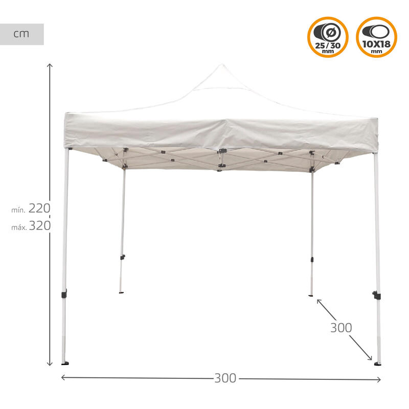 Abrigo dobrável e regulável em altura 300x300 cm Aktive