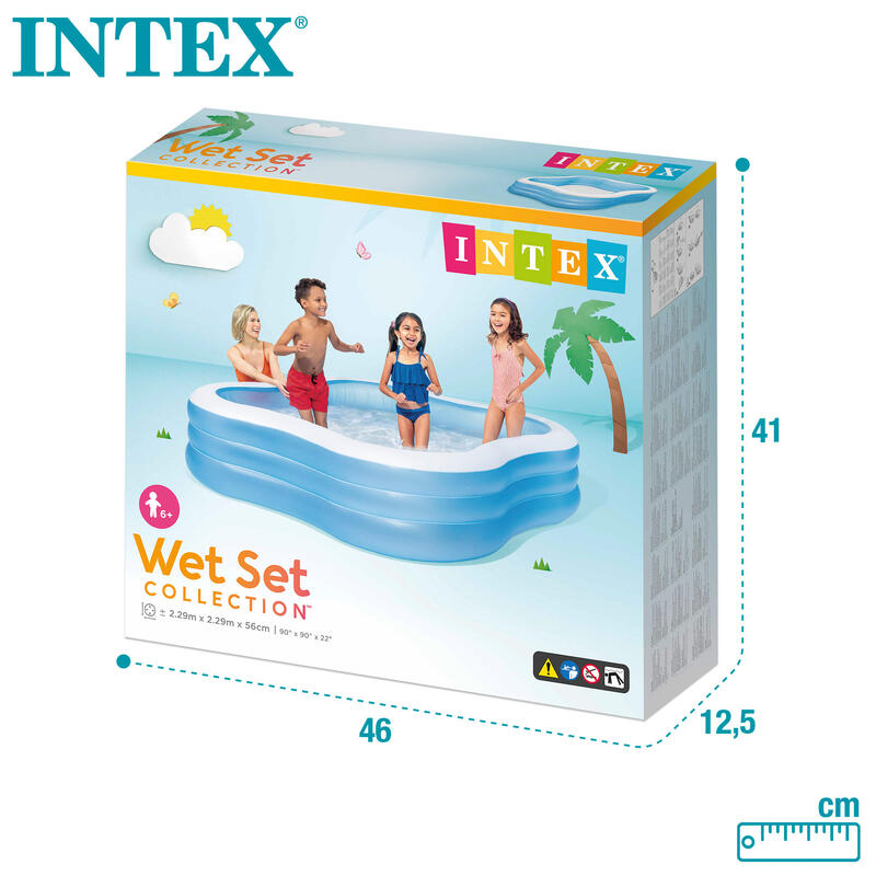 Intex 57495NP - Piscina Gonfiabile Family quadrata, 229x229x56 cm