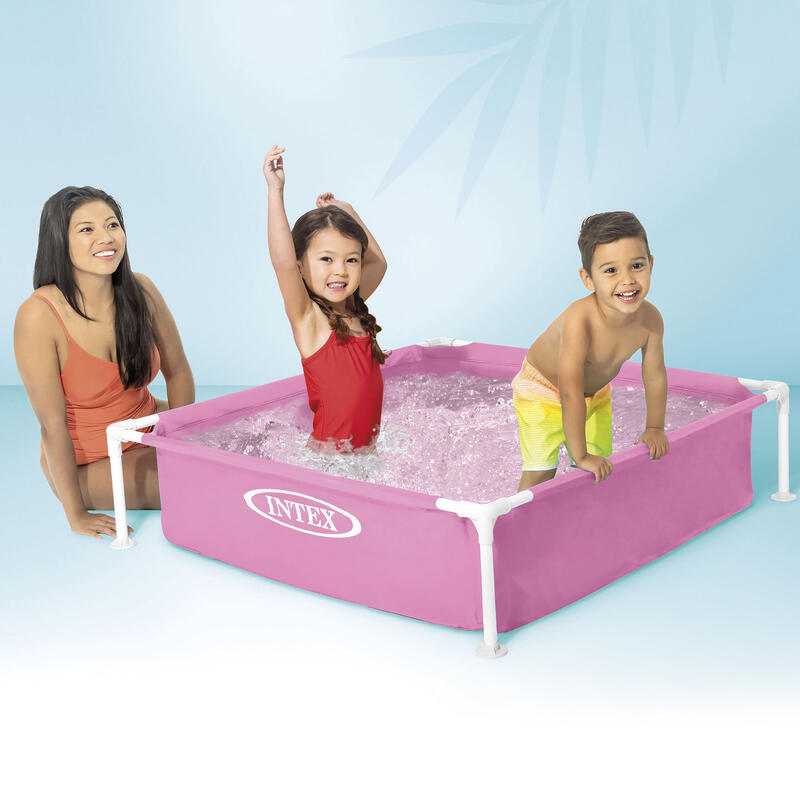 Piscina desmontable cuadrada Mini Frame 122x122x30 cm rosa INTEX