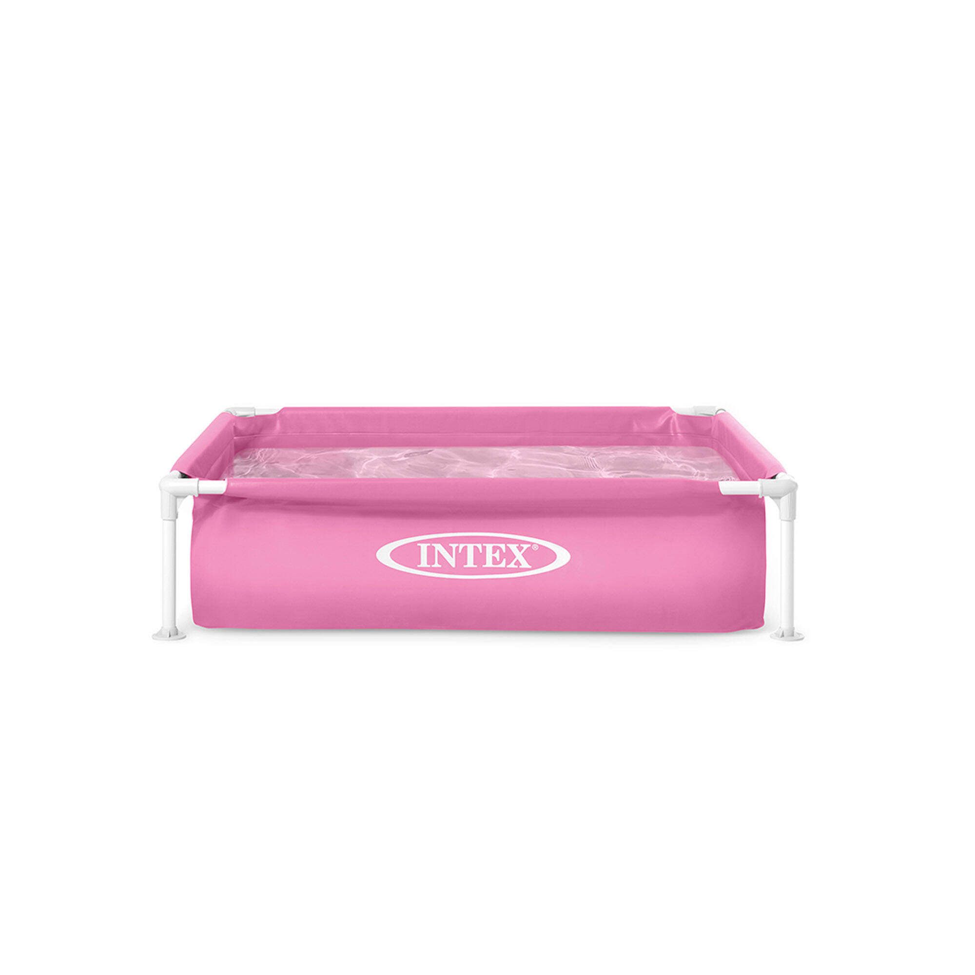 Piscina mini frame quadrada desmontável 122x122x30 cm rosa intex