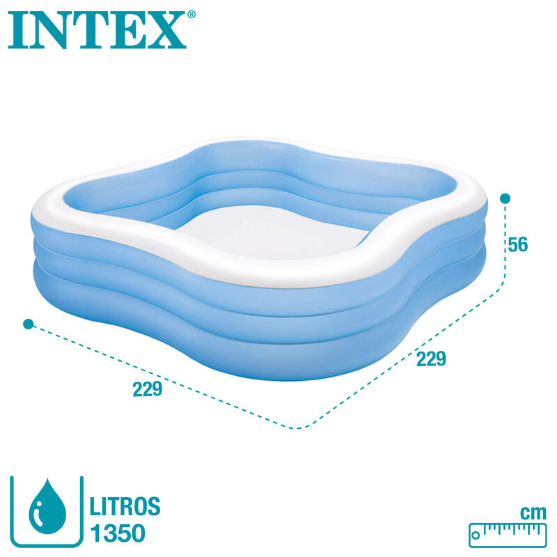 Intex 57495NP - Piscina Gonfiabile Family quadrata, 229x229x56 cm