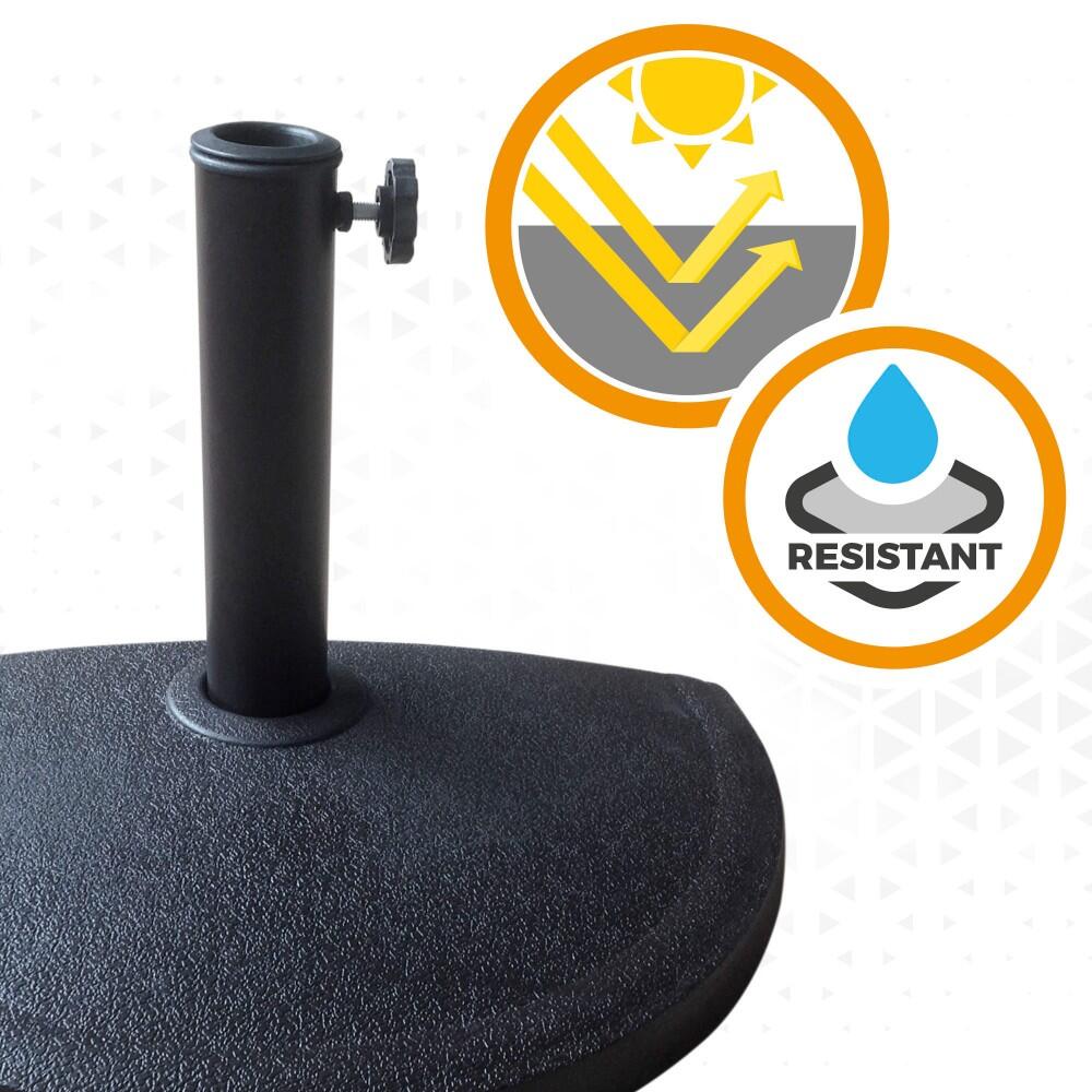 Pied De Parasol Aktive Garden - Base Circulaire Noire Avec Réservoir Eau/sable (20L/20kg) | Stabilise Parasol Contre Le Vent, Pour Mâts 19-33mm