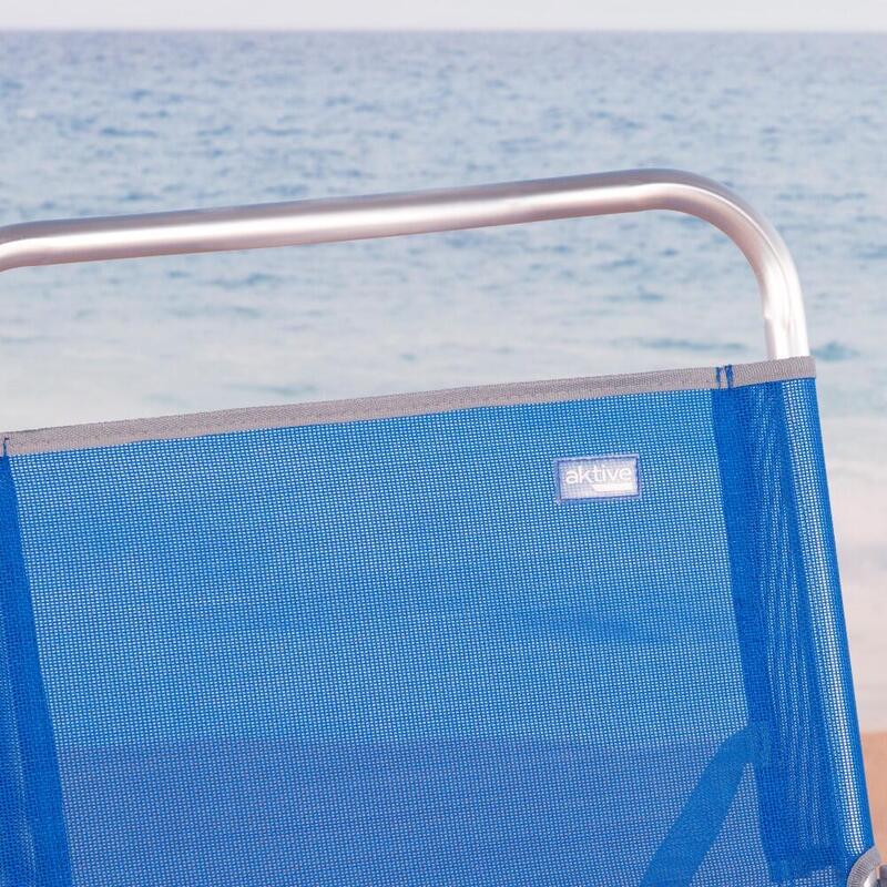 Cadeira de praia dobrável fixa azul Aktive Beach