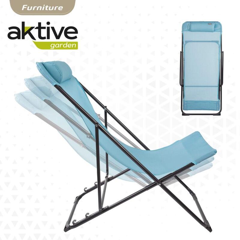 Cadeira de campismo dobrável azul com alça Aktive