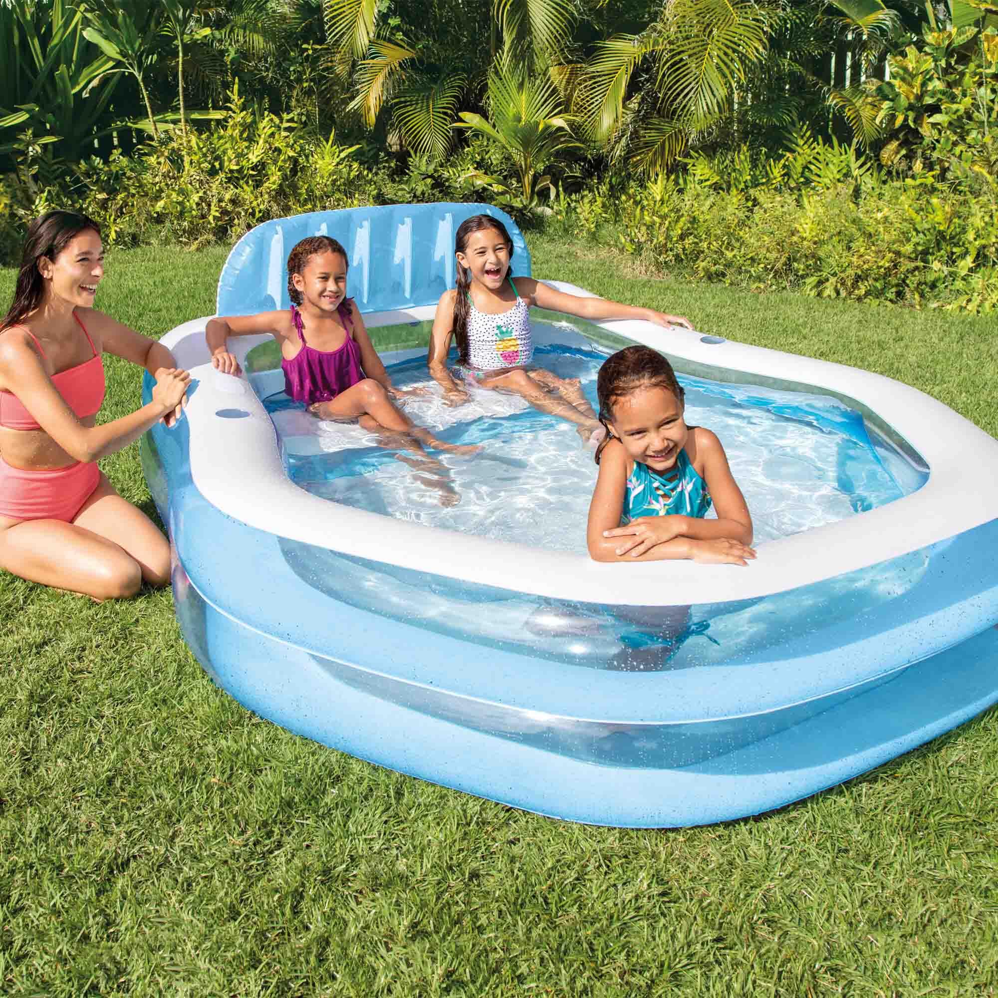 Piscina hinchable para niños azul c/sillón y toldo 229x191x135 cm INTEX 5/7
