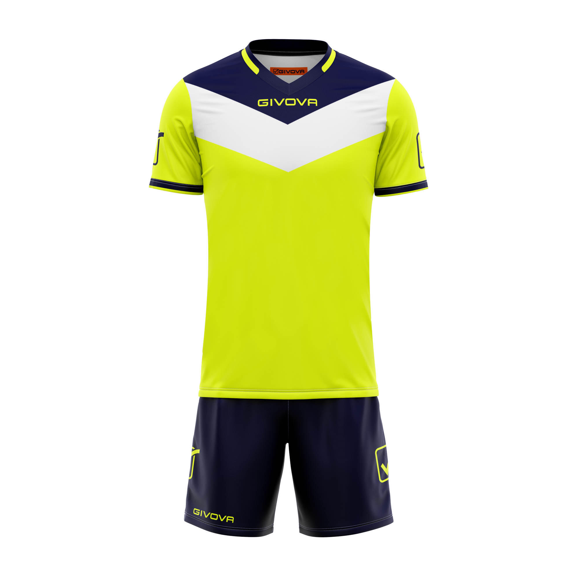 Amarelo fluorescente / Azul marinho