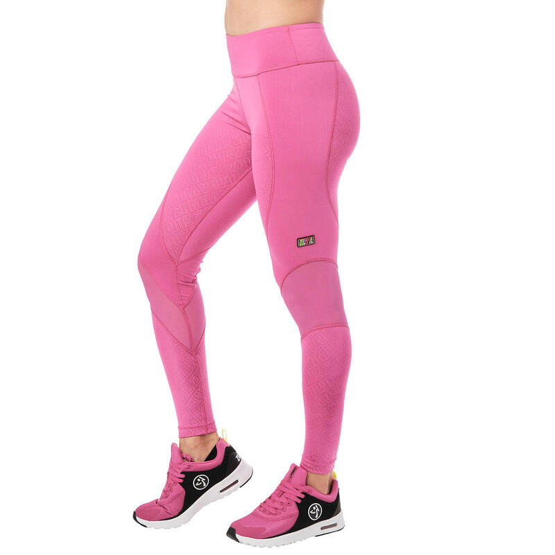 Legginsy sportowe damskie Zumba Mesh Panel z wysokim stanem i siateczką