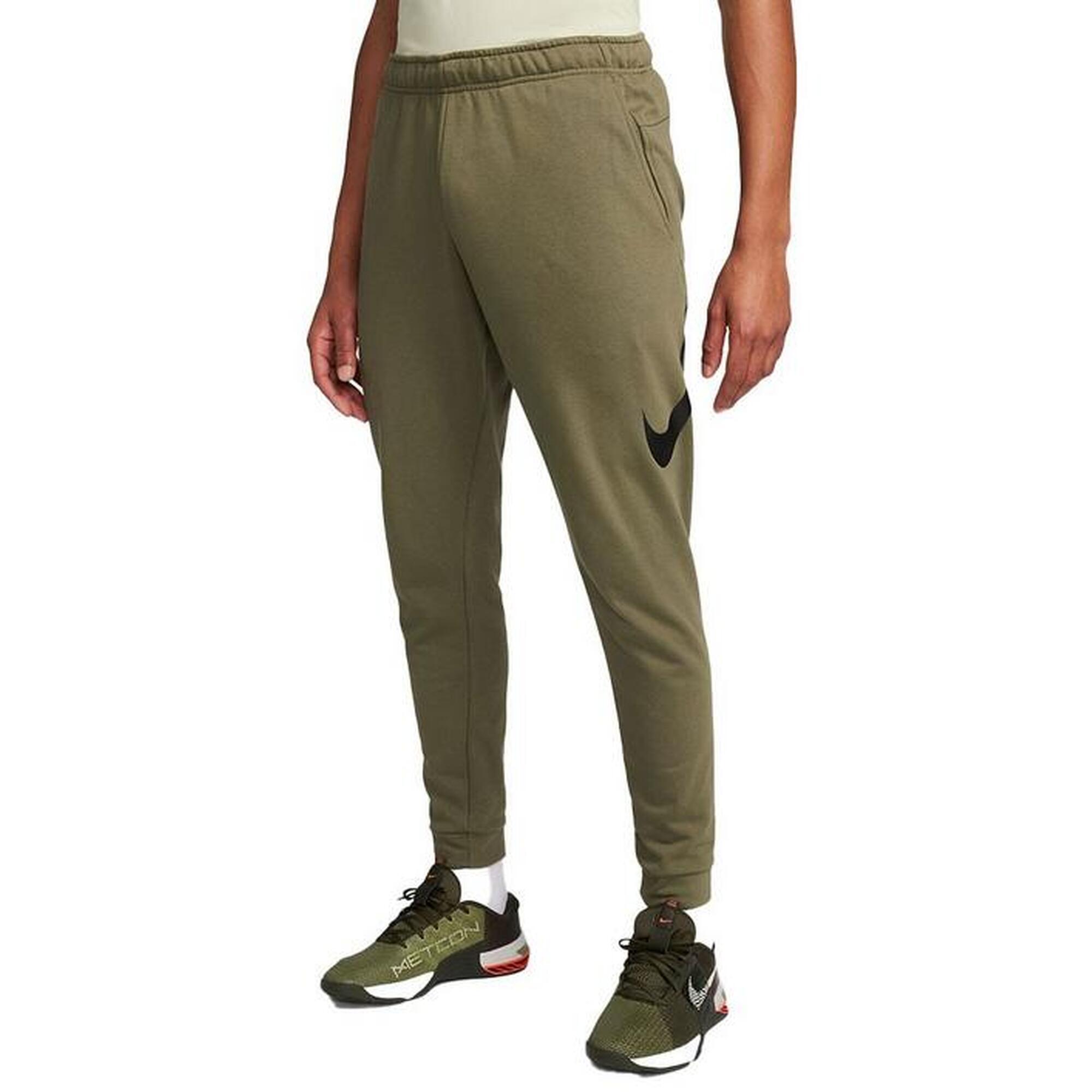 Pantalone uomo nike dri-fit tapered swoosh - verde militare