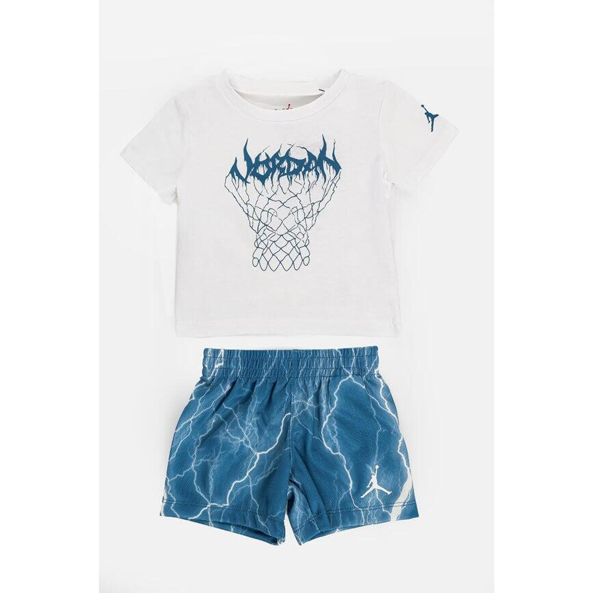 Completo bambino jordan mj sport mesh - bianco/blu