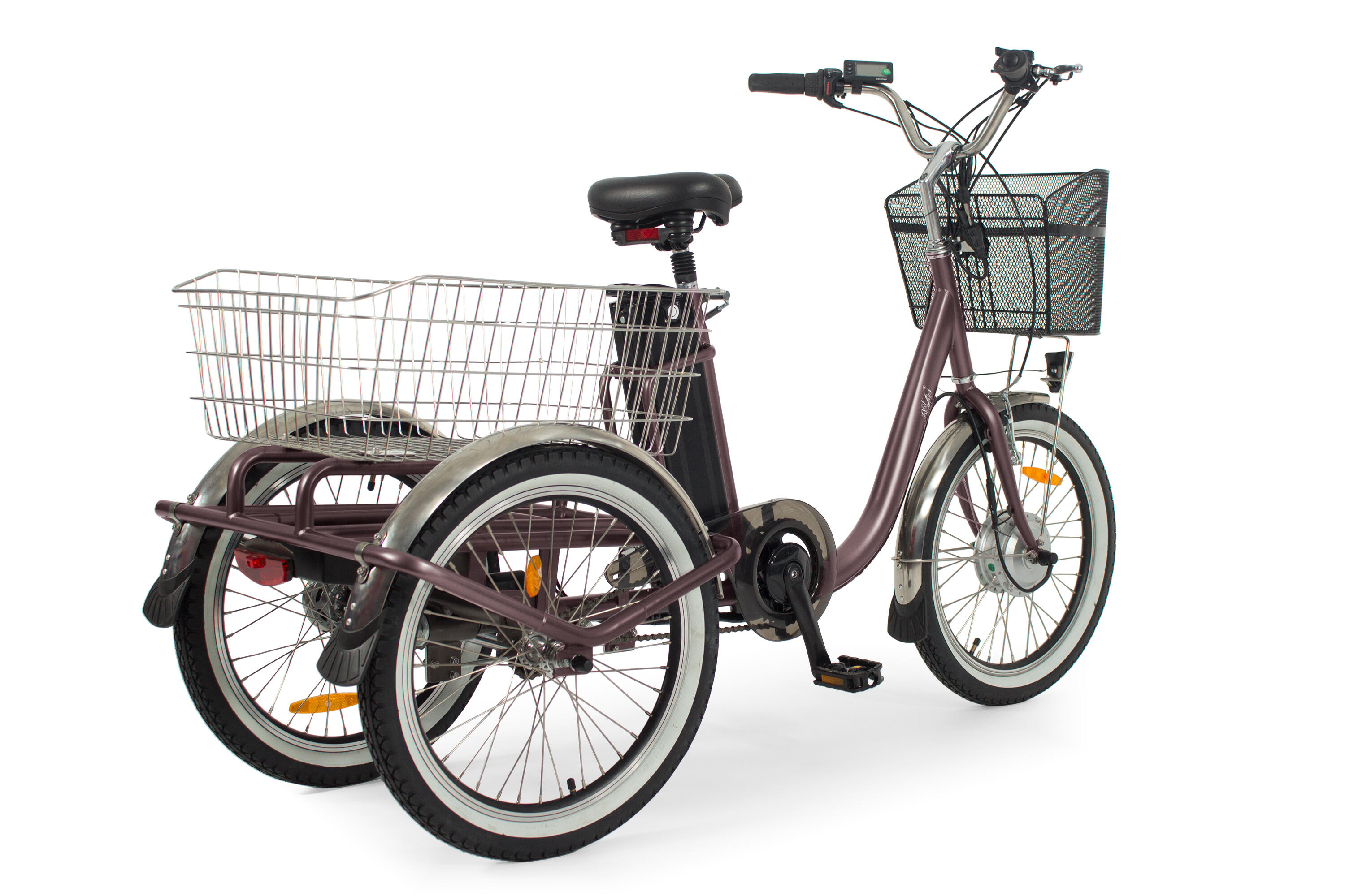 Triciclo Elétrico para adultos - Rodars Eureka Bronce Morado - Bat. 370Wh 3/4