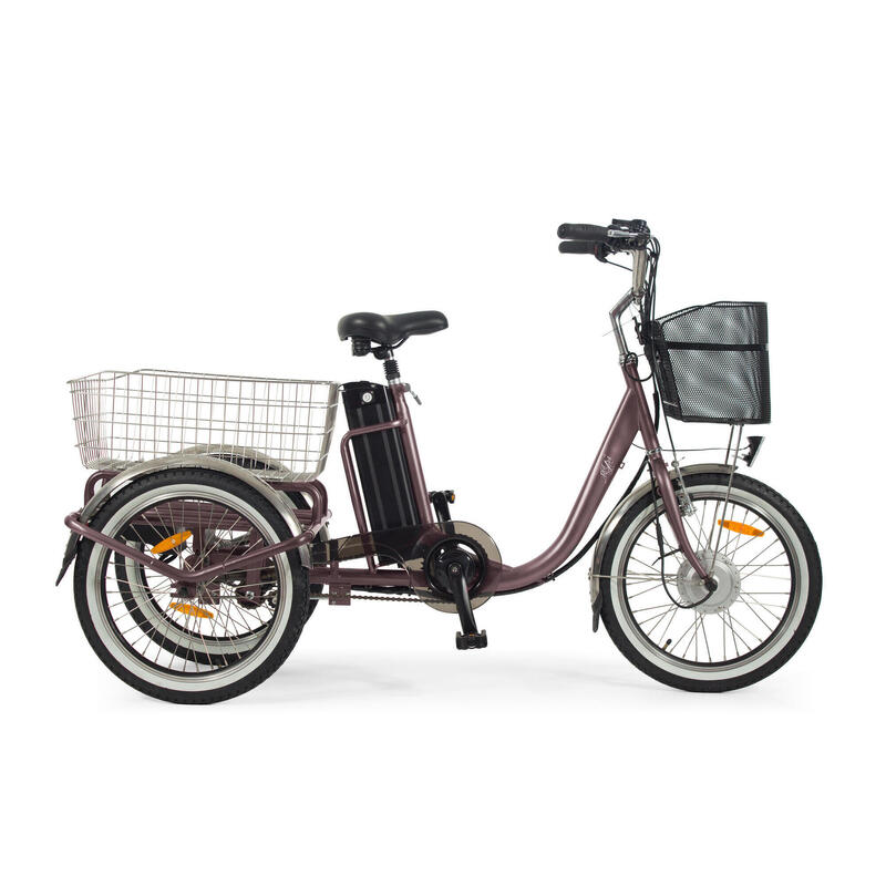 Triciclo Elétrico para adultos - Rodars Eureka Bronce Morado - Bat. 370Wh