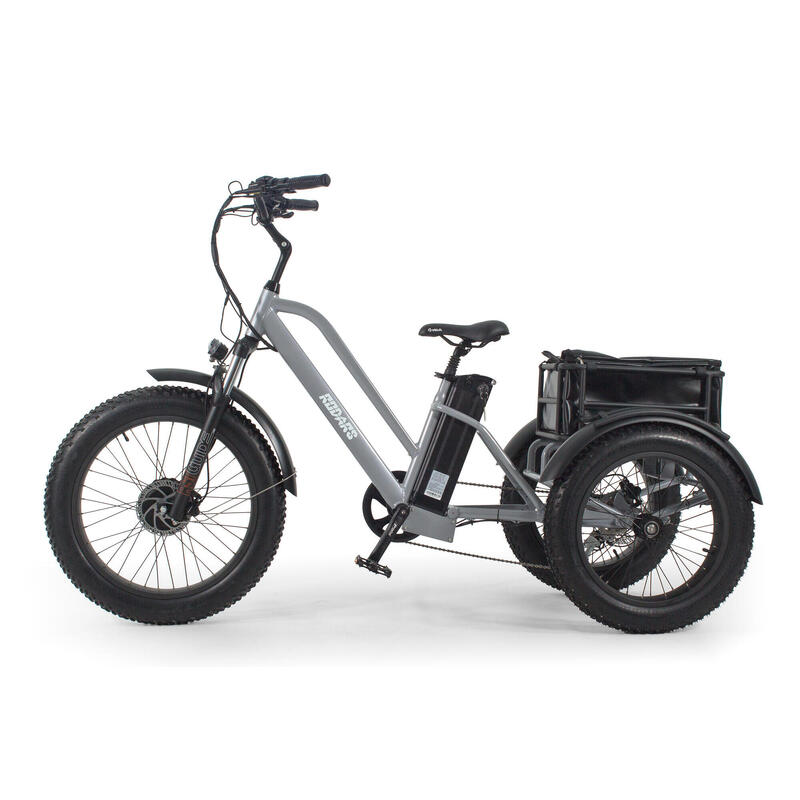 Triciclo Elétrico p/ adultos - Rodars Invictus Slim Gris Metalizado - Bat. 370Wh