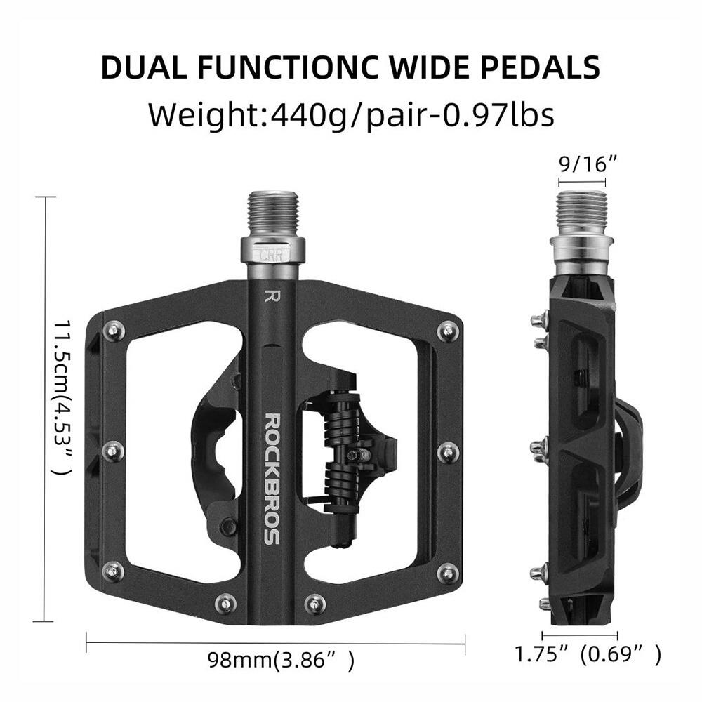 Pedały rowerowe Rockbros aluminium - łożyska maszynowe, gwint 9/16" SPD 5/8