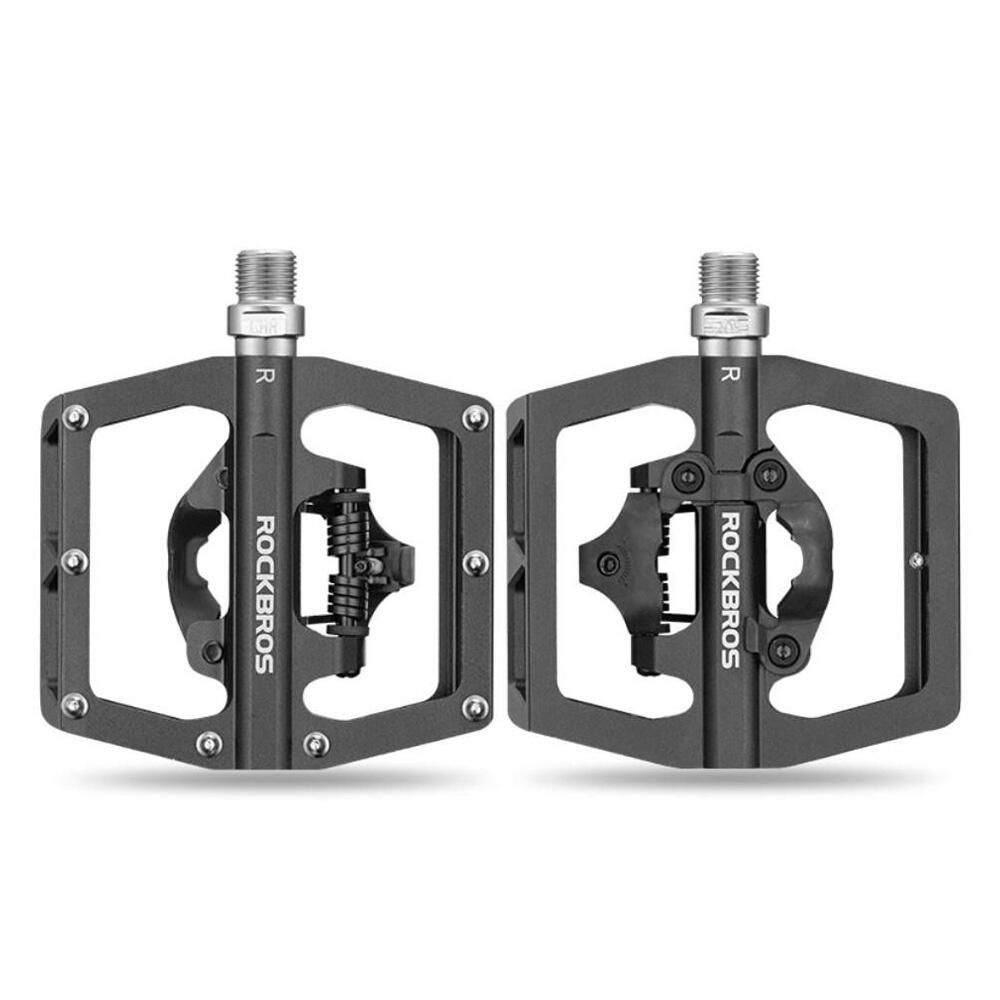 Pedały rowerowe Rockbros aluminium - łożyska maszynowe, gwint 9/16" SPD 2/8
