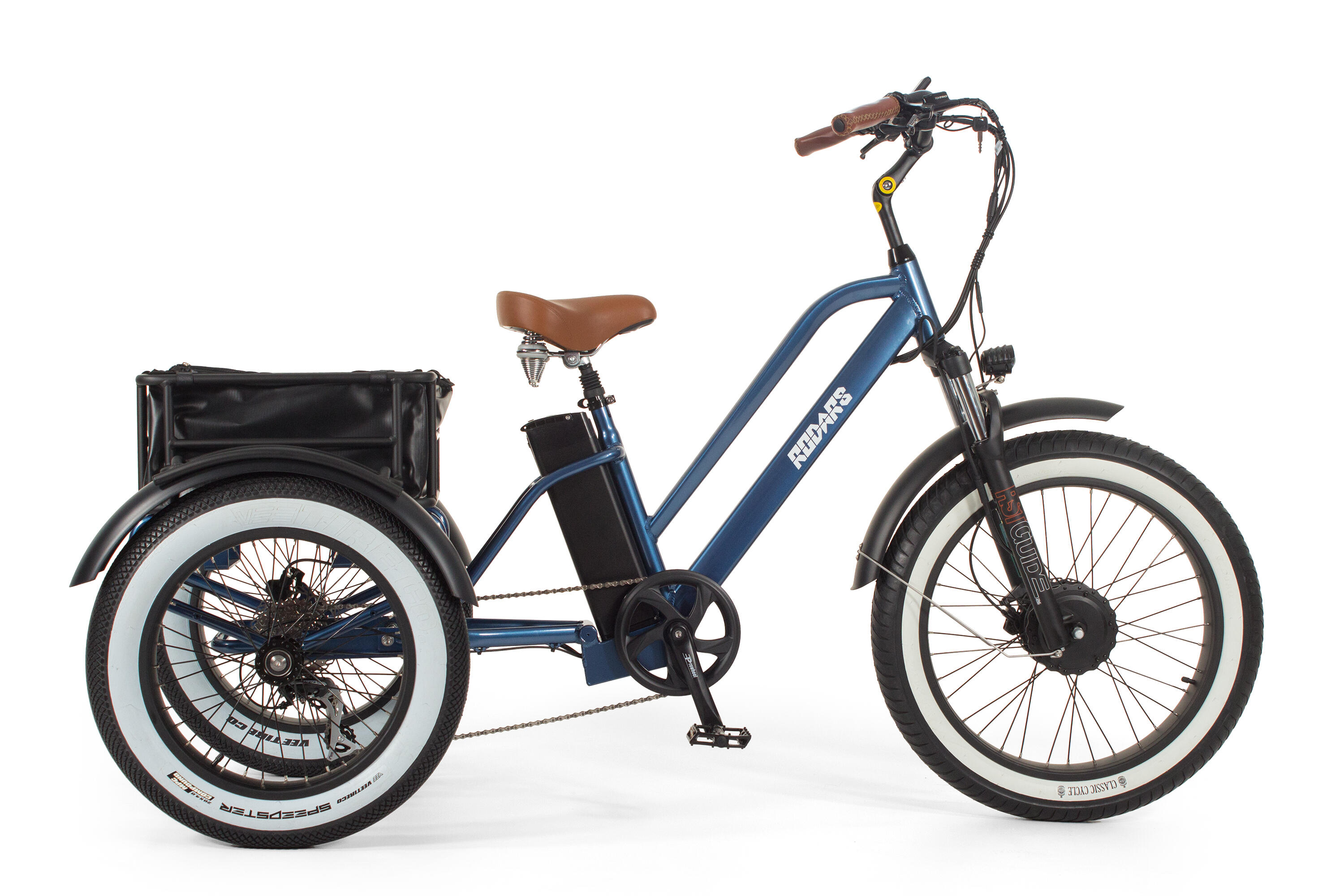 RODARS Triciclo Elétrico p/ adultos - Rodars Invictus Slim Azul Metalizado - Bat. 370Wh