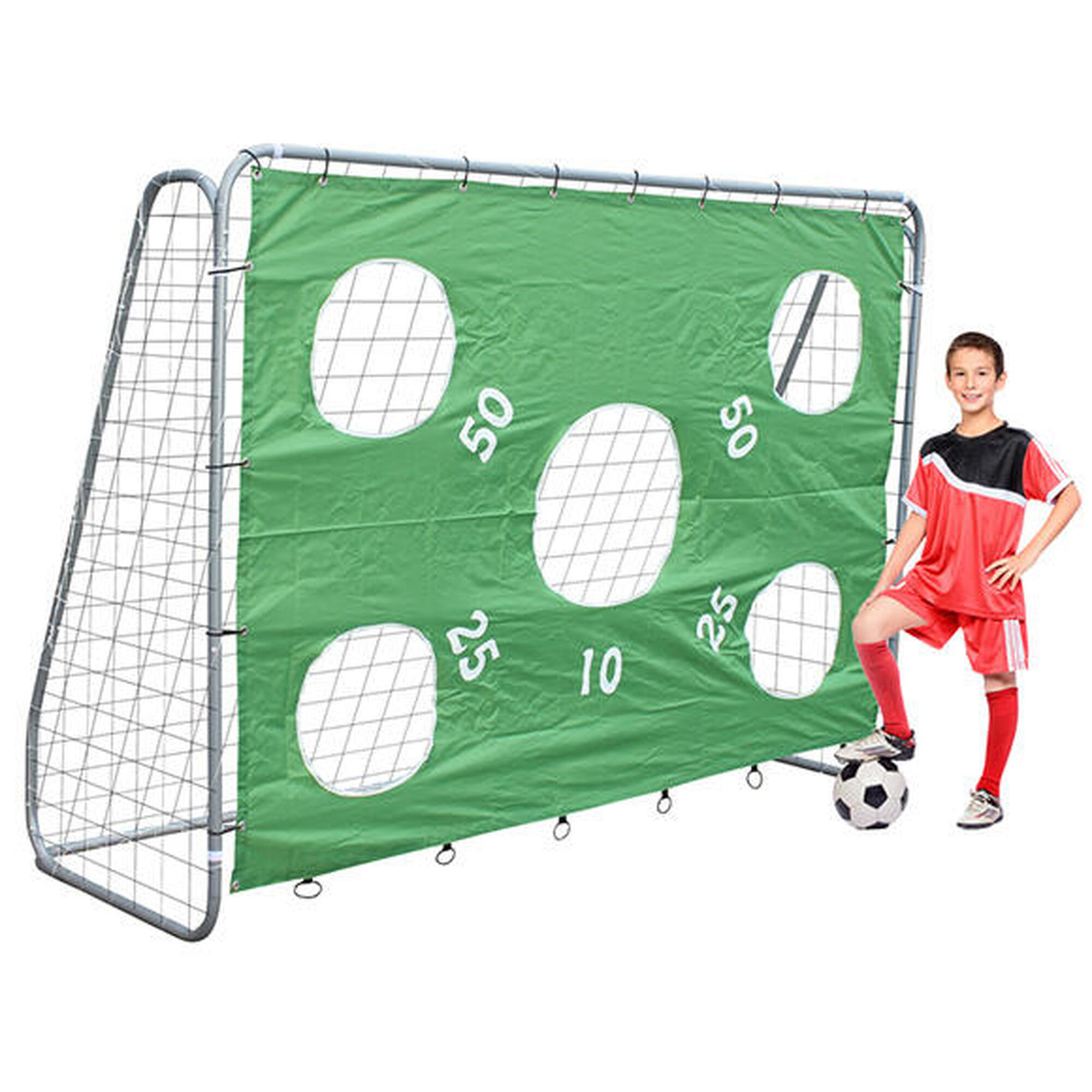 Fußballtor 240 x 170 Tor mit Torwand 5 Schussloecher gruen CC_240_982