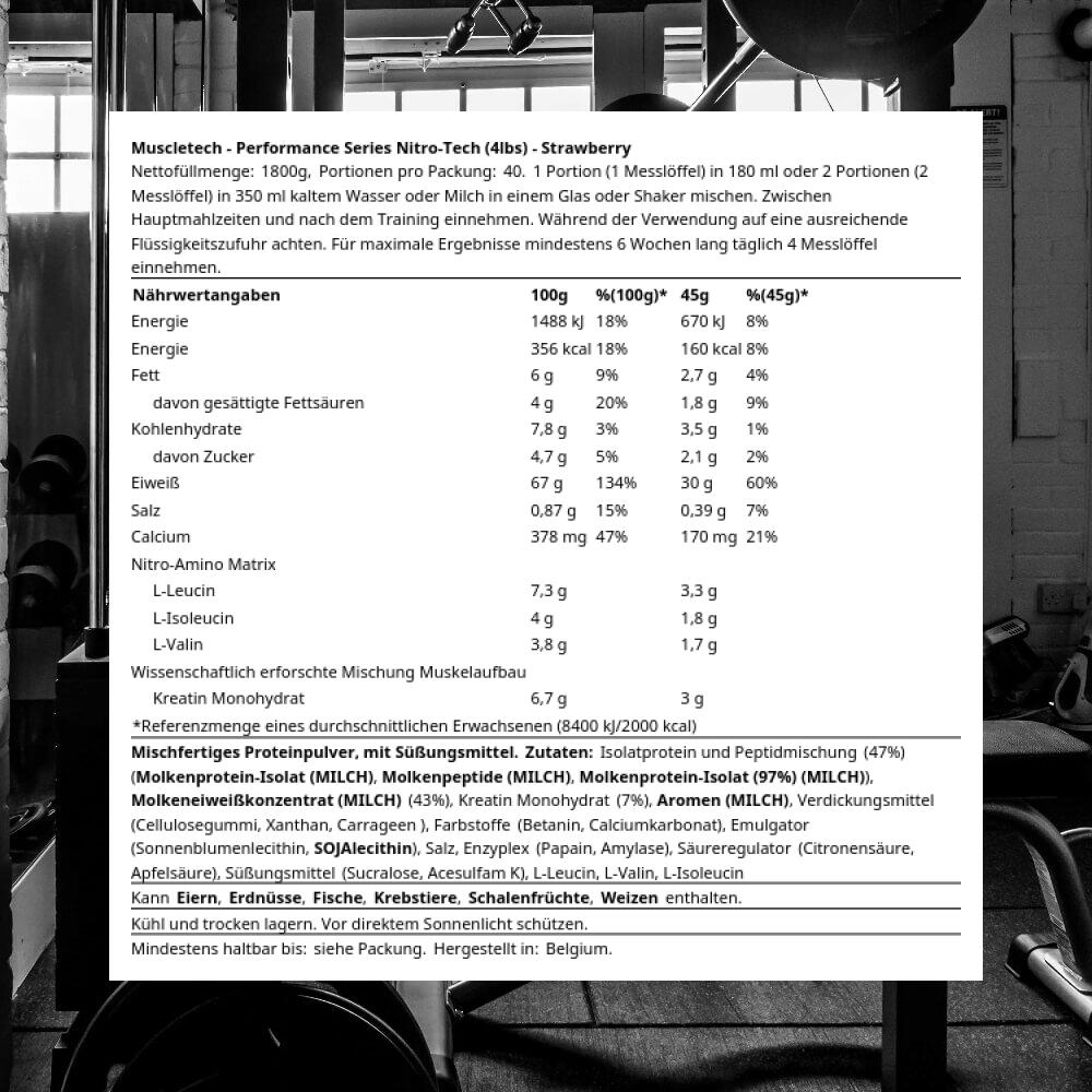 Muscletech Performance Series Nitro-Tech (4lbs) Strawberry - Eiweiße ...