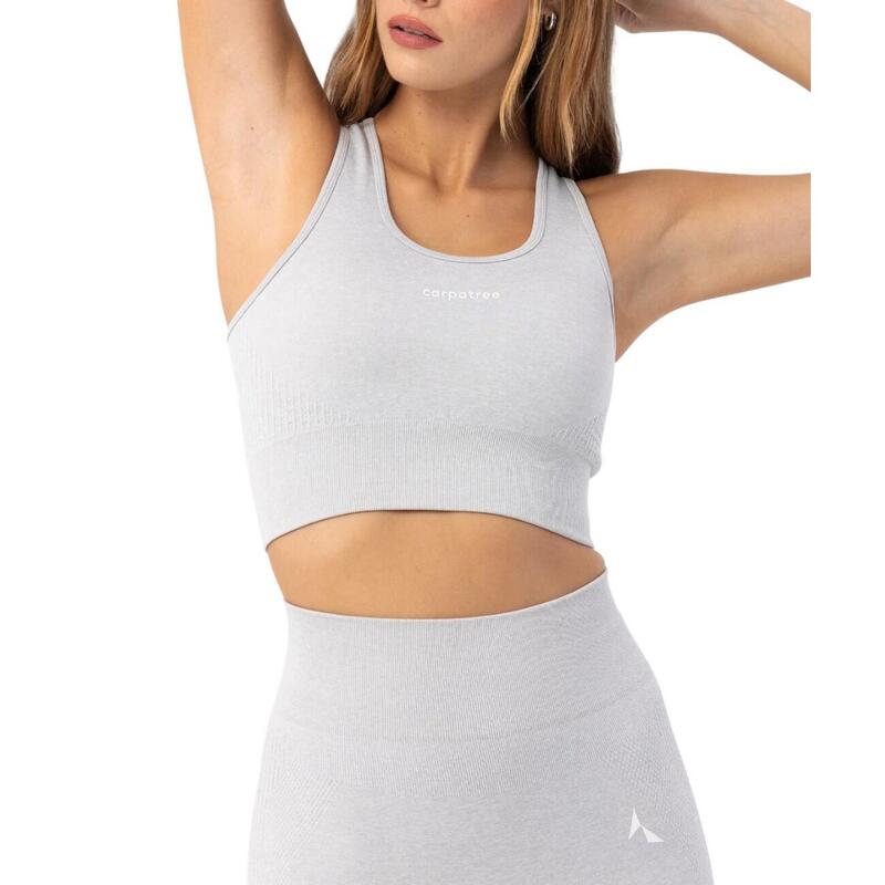 Top Crop Blaze de Mezcla Sin Mangas para Mujer Ostra Gris