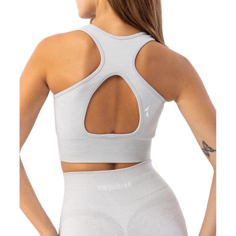 Blaze Melange Seamless Sleeveless Crop Top para senhora/senhora Cinzento ostra