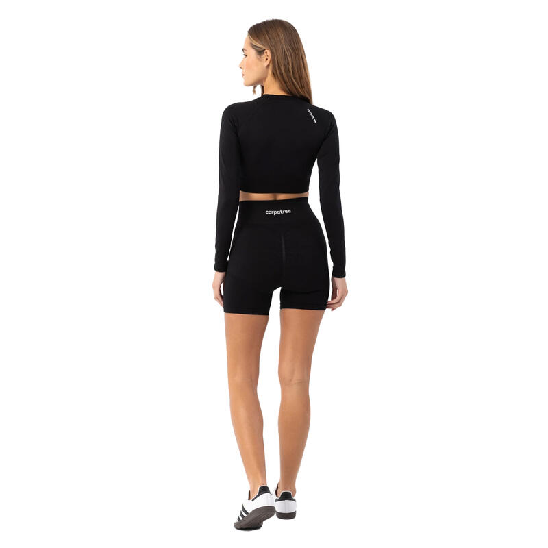 Blaze Seamless LongSleeved Crop Top para senhora/senhora Preto sépia