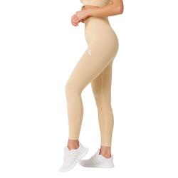 Leggings Diseño Acanalado para Mujer Crema Doble, Amarillo