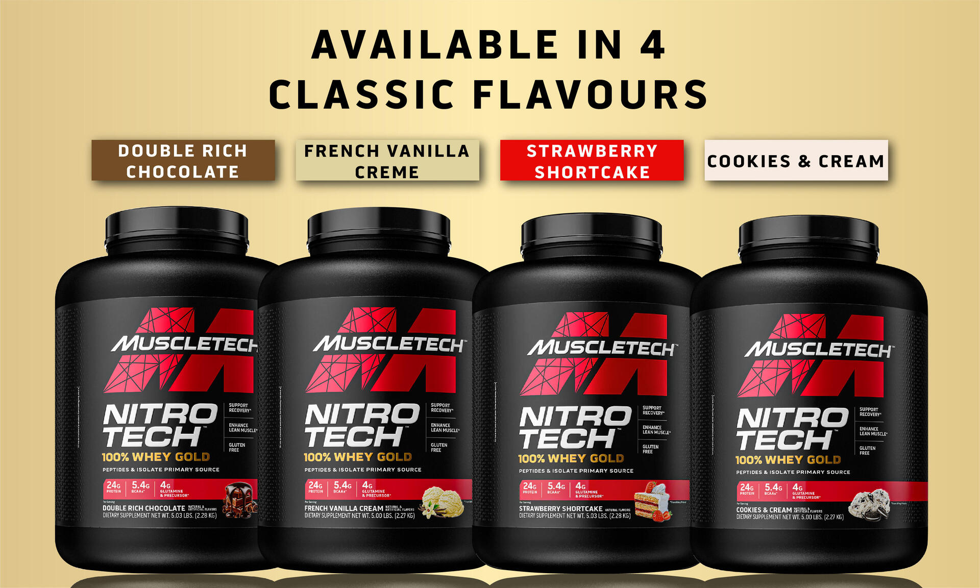 MuscleTech NitroTech Whey Gold (5lbs) - Double Rich Chocolate