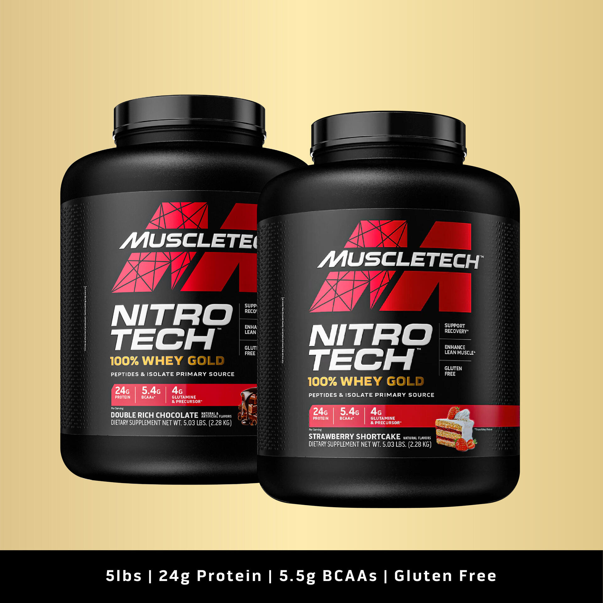 MuscleTech NitroTech Whey Gold (5lbs) - Double Rich Chocolate