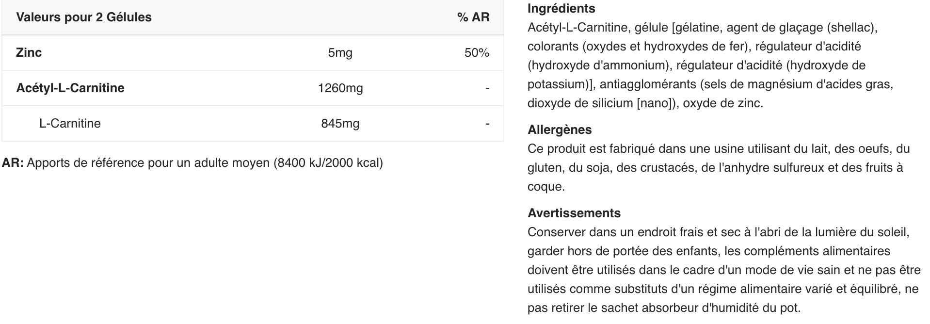Acétyl-L-Carnitine - ALC - 60 Gélules 2/5